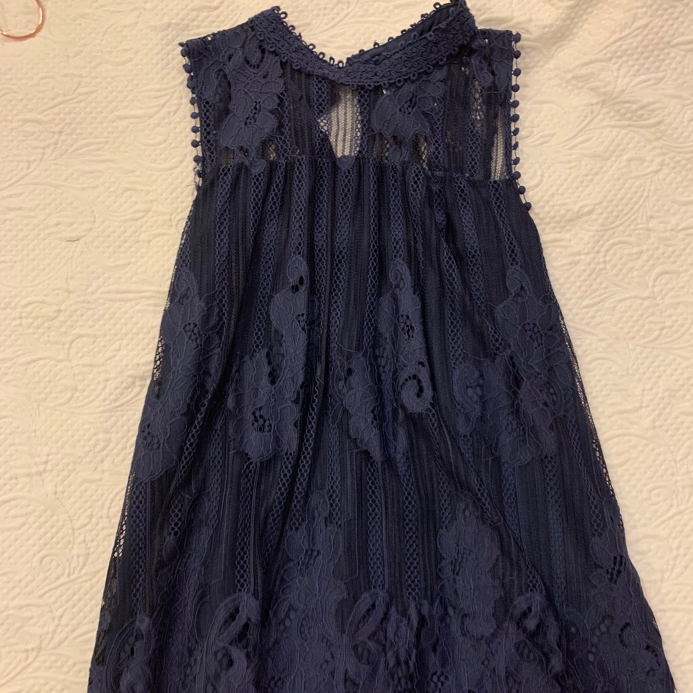 Navy, Lace Tunic style Top
